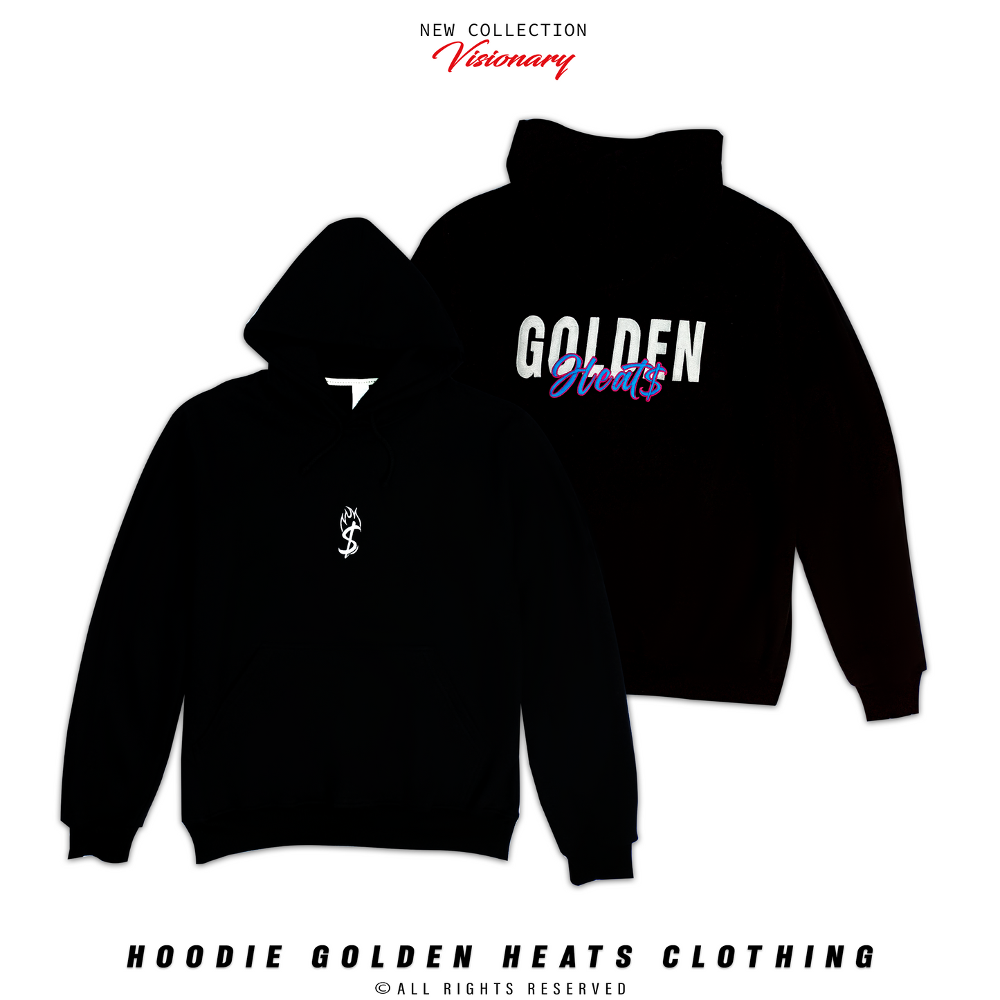 HOODIE "GOLDEN HEATS" BLACK | Visionary Collection